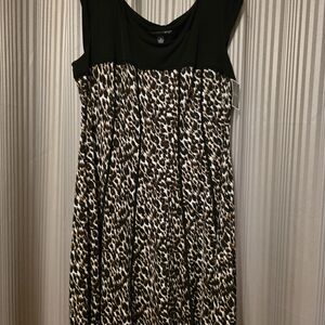 Madison Leigh Black and Leopard Print Mini Dress